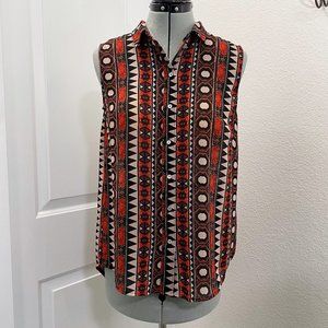 H&M Geometric Abstract Print Sleeveless Blouse